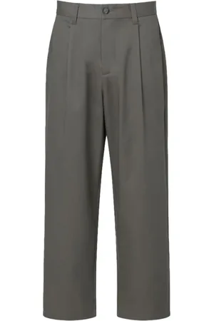 Nº21 Broeken, Dames, Grijs, L, Wol, Grijze Wijde Pijp Wollen Broek