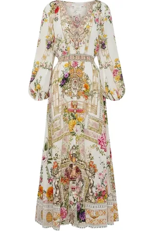 Camilla Kleedjes, Dames, , S, Leer, Zijden bloemenjurk