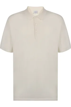 Aspesi Tops, Heren, Wit, L, Katoen, Geribbelde Katoenen Poloshirt