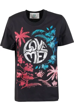 Alberta Ferretti Tops, Dames, Zwart, S, Katoen, Katoenen T-shirt met 555C design