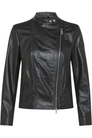 Peuterey Jassen, Dames, Zwart, XS, Zwarte Bikerjas met Asymmetrische Rits