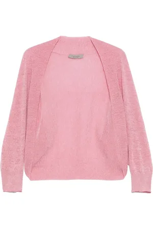 D.EXTERIOR Truien, Dames, Roze, S, Polyester, Roze Gebreide Vest met Ronde Revers