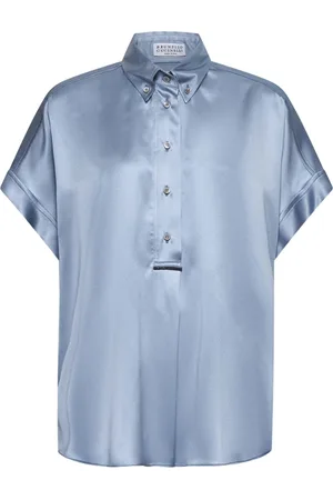 Brunello Cucinelli Blouses & Shirts, Dames, Blauw, XS, Kimono Mouw Shirt