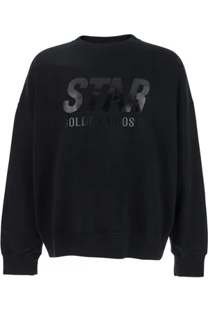 Golden Goose Sweatshirts & Hoodies, Heren, Zwart, XL, Katoen, Zwarte Star Crewneck Sweatshirt met Logo Print