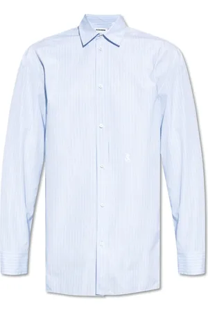 Jil Sander Overhemden, Heren, Blauw, M, Katoen, Katoenen overhemd met logo