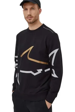 Paul & Shark Sweatshirts & Hoodies, Heren, Zwart, M, Zwart Gebreid Sweatshirt met Print