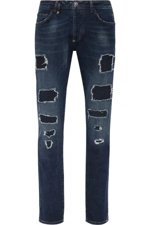 Philipp Plein Jeans, Heren, Blauw, W33, Denim, Slim-fit Jeans