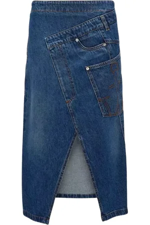 J.W.Anderson Rokken, Dames, Blauw, S, Katoen, Twisted Midi Rok