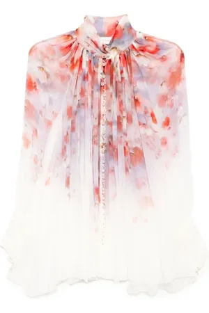 ZIMMERMANN Blouses & Shirts, Dames, Veelkleurig, XS, Blouse met bloemenprint en gedrapeerd effect