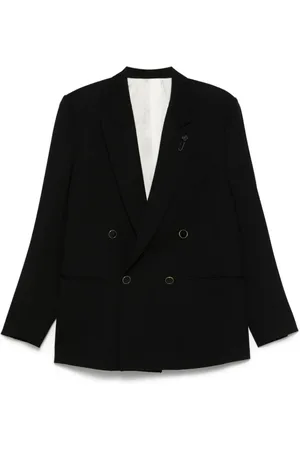 LARDINI Jassen, Heren, Zwart, M, Zwarte double-breasted jas met knoopsluiting