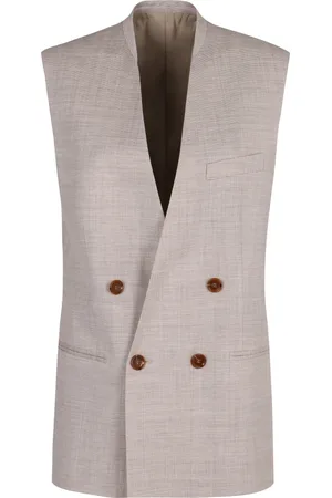 Serafini Jassen, Dames, Grijs, S, Wol, Double-breasted wollen zijden gilet