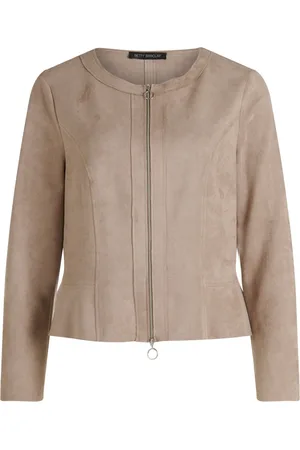 Betty Barclay Jassen, Dames, Grijs, S, Leer, Stijlvolle ritsblazer