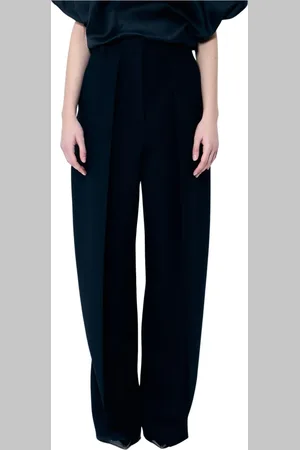 Khaite Broeken, Dames, Zwart, M, Tailored High Rise Plain Weave Broek