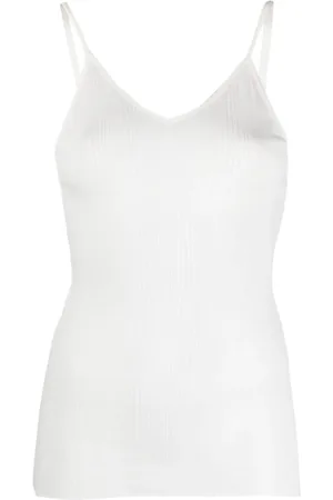 Khaite Tops, Dames, Wit, L, Katoen, Witte Stretch-Jersey Top met V-hals
