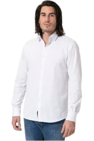 Karl Lagerfeld Overhemden, Heren, Wit, XL, Katoen, Wit Katoenen Jersey Overhemd