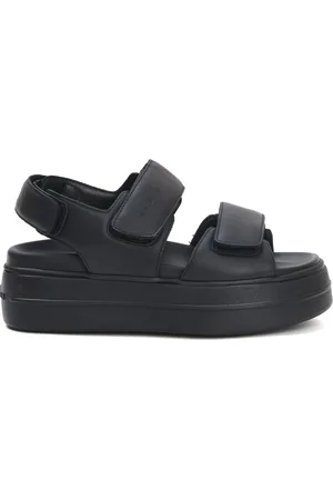 Hogan Schoenen, Dames, Zwart, 38 1/2 EU, Zwarte leren sandaal met bandjes
