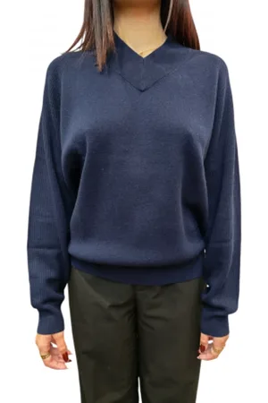 Paul Smith Truien, Dames, Blauw, S, Wol, V-hals Kasjmier Wollen Trui