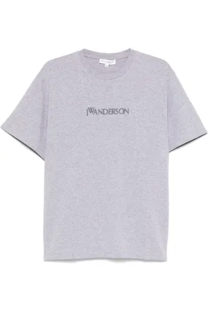 J.W.Anderson Tops, Heren, Grijs, L, Katoen, Grijs Melange T-shirt met Ronde Hals