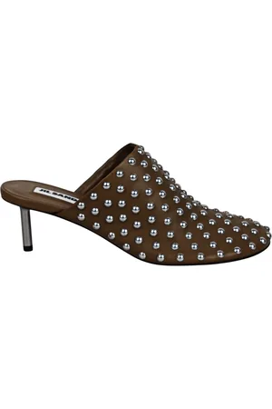 Jil Sander Schoenen, Dames, Groen, 37 EU, Leer, Metalen muiltjes met studs