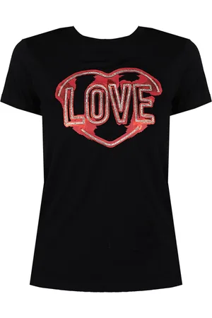 Patrizia Pepe Tops, Dames, Zwart, S, Stijlvol Framelon T-shirt