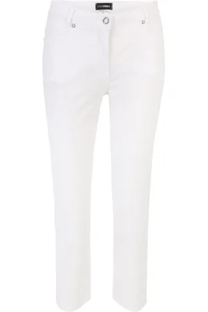 DORIS S Jeans, Dames, Wit, 3Xl, Katoen, Rekbare zomerbroek met 5-pocket ontwerp