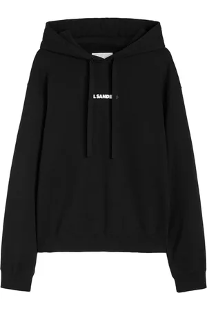 Jil Sander Sweatshirts & Hoodies, Heren, Zwart, XL, Katoen, Zwarte katoenen hoodie met logo-opdruk