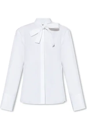 Jil Sander Blouses & Shirts, Dames, Wit, S, Katoen, Overhemd met Strik Staande Kraag