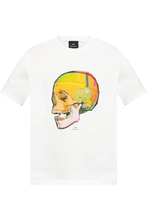Paul Smith Tops, Heren, Wit, L, Skull Print Crew Neck T-shirts
