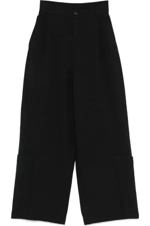 Y-3 Broeken, Dames, Zwart, XS, Katoen, Wijde Pijpen Broek