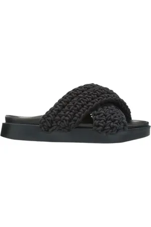 INUIKII Schoenen, Dames, Zwart, 39 EU, Geweven Zomersandalen