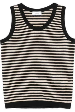 LARDINI Tops, Heren, , M, Zwarte Mouwloze Scoop Neck T-shirt