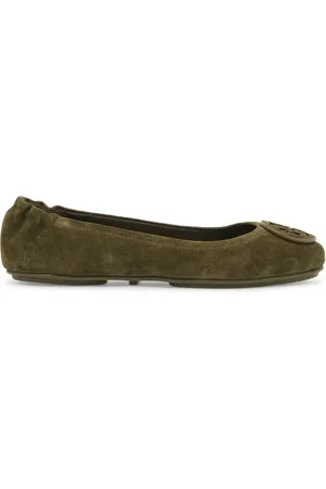Tory Burch Schoenen, Dames, Groen, 37 EU, Leer, Suede Minnie Ballerina`s