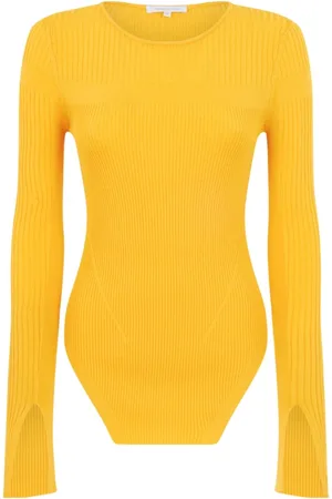 Patrizia Pepe Truien, Dames, Geel, XS, Polyester, Geribbelde Trui