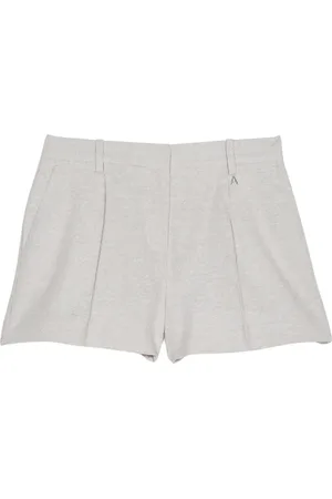 Twin-Set Korte broeken, Dames, Grijs, S, Linnen, Linnen Shorts