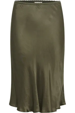Part Two Rokken, Dames, Groen, 2Xl, Katoen, Midi-rok met hoge taille