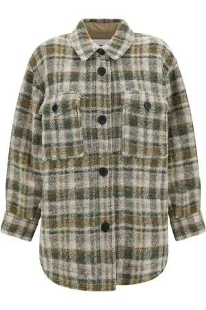 Isabel Marant Jassen, Dames, Groen, 2Xs, Wol, Geruite wollen shirtjas oversized