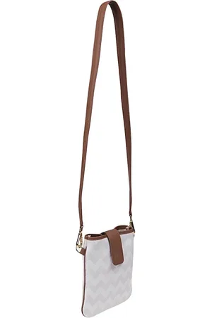 ELEVENTY Tassen, Dames, Wit, ONE Size, Katoen, Kleine katoenen en leren tas