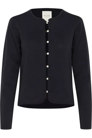Part Two Truien, Dames, Blauw, M, Marineblauwe Gebreide Cardigan met Knopen