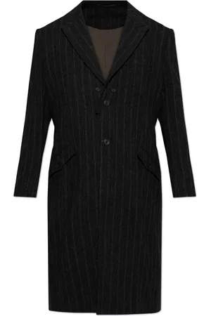 Y-3 Mantels, Heren, Zwart, L, Wol, Jas met Streepjespatroon