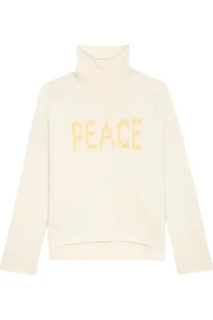 Zadig & Voltaire Truien, Dames, , S, Wol, Gele Gebreide Trui met Vredesboodschap van
