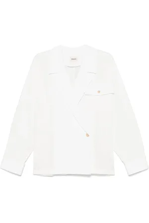 Khaite Jassen, Dames, Wit, S, Katoen, Witte Katoen Poplin Double-Breasted Blouse