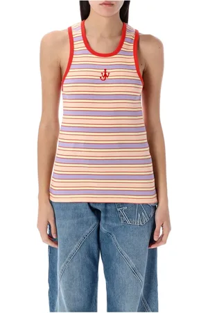 J.W.Anderson Tops, Dames, Veelkleurig, S, Katoen, Gestreept Tanktop Roze Multi