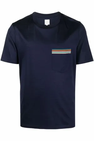 Paul Smith Tops, Heren, Blauw, XL, Katoen, T-shirt met ronde hals, klassiek design
