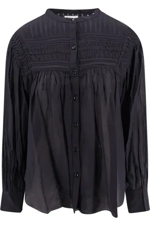 Isabel Marant Blouses & Shirts, Dames, Zwart, S, Katoen, Biologische Katoen Viscose Blouse met Geplooide Inzet