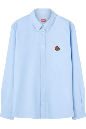 Kenzo Overhemden, Heren, Blauw, M, Katoen, Lichtblauwe Casual Overhemd