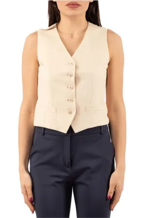 Max Mara Jassen, Dames, Wit, XL, Casual Mouwloos Vest voor uitjes