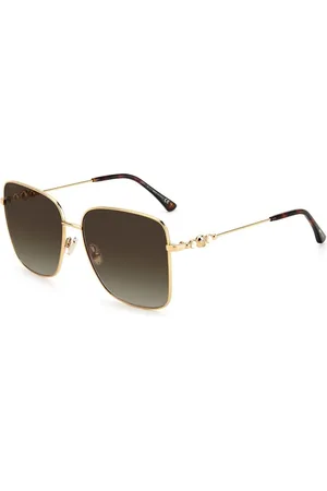 Jimmy Choo Accessoires, Dames, Geel, ONE Size, Gouden Metalen Zonnebril