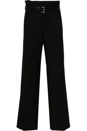 Prada Broeken, Dames, Zwart, S, Gabardine Wide Leg Broeken