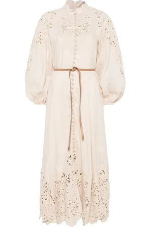 ZIMMERMANN Kleedjes, Dames, , M, Mock Neck Puff Sleeve Jurk