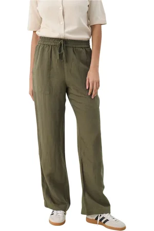 Part Two Broeken, Dames, Groen, XS, Linnen, Rechttoe-rechtaan Kalamata Broek